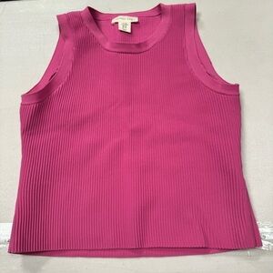 Happily Grey Barbie pink ribbed sleeveless crop top nylon large stretchy